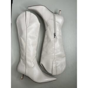 Steven Britt Women's Cream Boot Western Pointed Toe Bone Kitten Heel Size 7.5